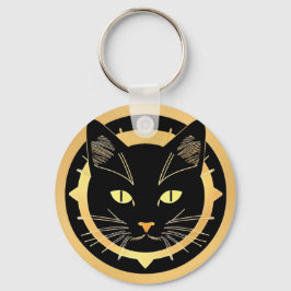 Stylisierte Schwarze Katze-Illustration Schlüsselanhänger