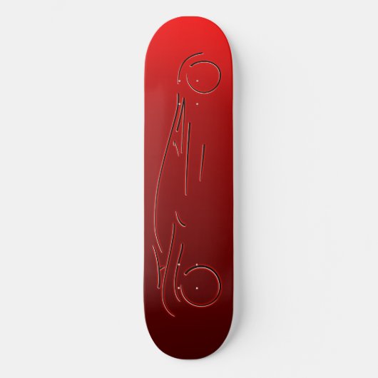 Stylisierte Sportscar - leuchtendes rotes Neon-Aut Skateboard (Vorderseite)