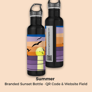 Stylisierte Sunset-Marke ・ QR Code & Website Field Edelstahlflasche