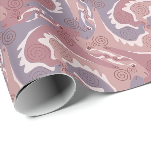 Stylisierte Swirling Hares Tesselung 2 Wrapping P Geschenkpapier (Rolleneckpunkt)