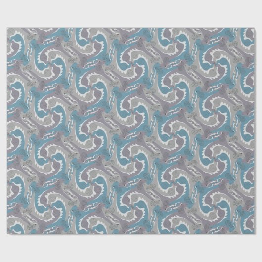 Stylisierte Swirling Hares Tesselung 3 Wrapping P Geschenkpapier (Flach)