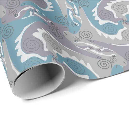 Stylisierte Swirling Hares Tesselung 3 Wrapping P Geschenkpapier (Rolleneckpunkt)