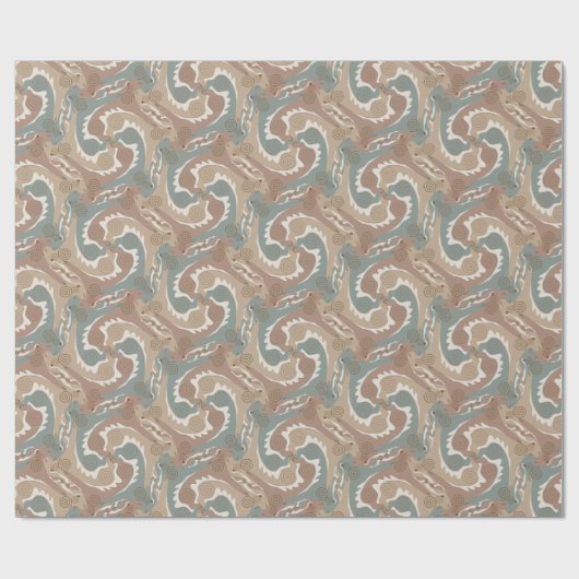 Stylisierte Swirling Hares Tesselung 6 Wrapping P Geschenkpapier (Flach)