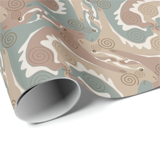 Stylisierte Swirling Hares Tesselung 6 Wrapping P Geschenkpapier (Rolleneckpunkt)