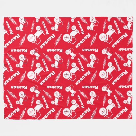 Stylisierte Traktorenbezeichnung "Weizenfarm" rot  Fleecedecke (Vorderseite (Horizontal))