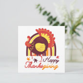 Stylisierte Türkei Groovy Rainbow Happy Thanksgivi Karte (Stehend Vorderseite)
