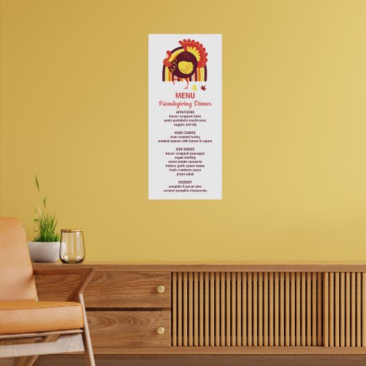 Stylisierte Turkey Groovy Rainbow Happy Friendsgiv Poster (Wohnzimmer 2)