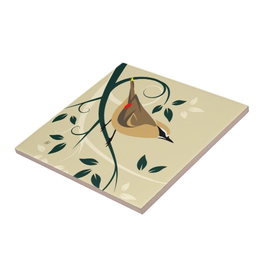 Stylisierte Waxwing Fliese (Seite)