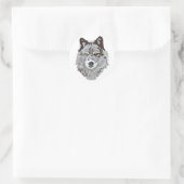 Stylisierte Wolf Head Runder Aufkleber (Tasche)