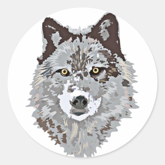 Stylisierte Wolf Head Runder Aufkleber (Vorderseite)