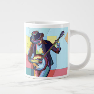 Stylisierter Banjo-Spieler, Musikerin Jumbo-Tasse