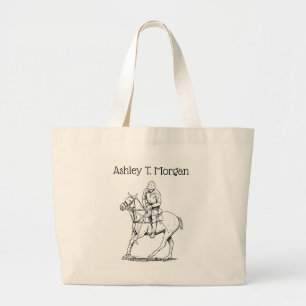 Stylisierter Polo Player auf Pferd Zeichnend #2 Bl Jumbo Stoffbeutel