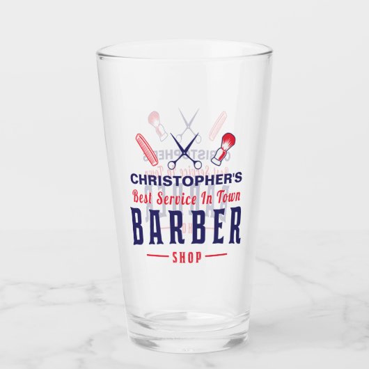 Stylist Barber Shop Pole Monogramm Glas (Vorderseite)