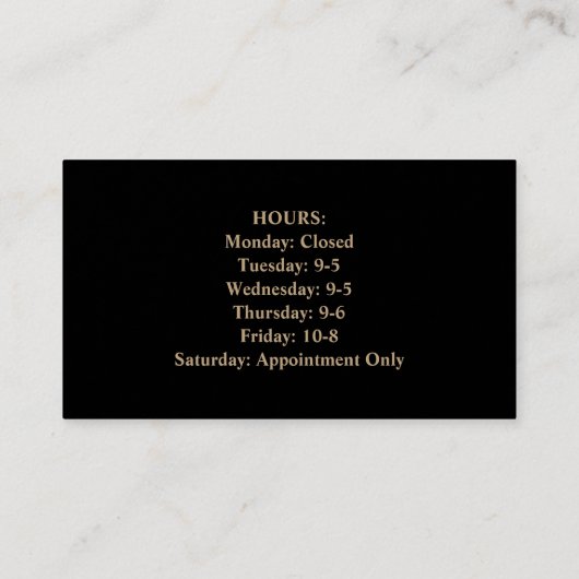 Stylist Black Gold Business Card mit QR Code Visitenkarte (Rückseite)