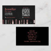 Stylist Black Rose Gold Business Card mit QR Code Visitenkarte (Vorne/Hinten)