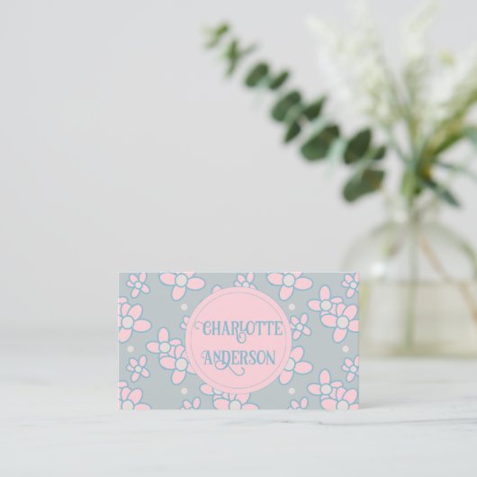 Stylist Boho Retro Floral Business Card Visitenkarte (Stehend Vorderseite)