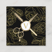 Stylist Botanisches Gold Schönheitssalon Quadratische Visitenkarte (Vorderseite)