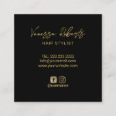 Stylist Botanisches Gold Schönheitssalon Quadratische Visitenkarte (Rückseite)