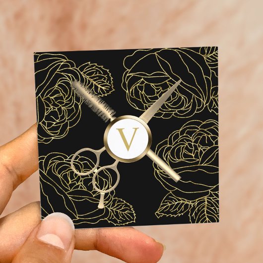 Stylist Botanisches Gold Schönheitssalon Quadratische Visitenkarte