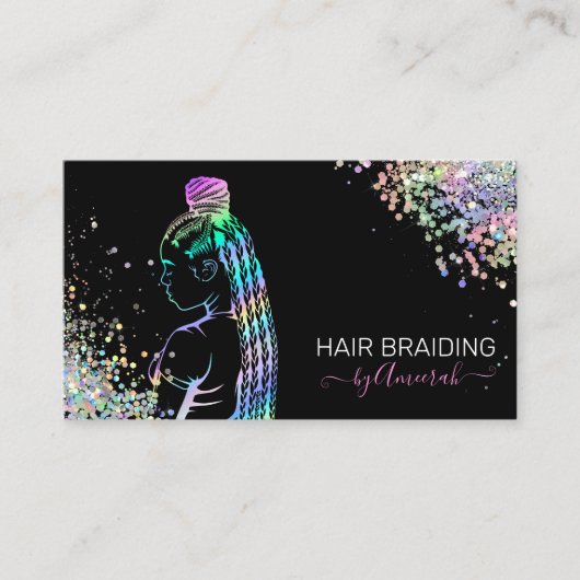 Stylist Braid Salon Holographic Bus Visitenkarte (Vorderseite)