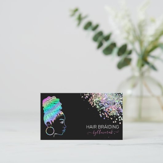 Stylist Braid Salon Holographic Bus Visitenkarte (Stehend Vorderseite)