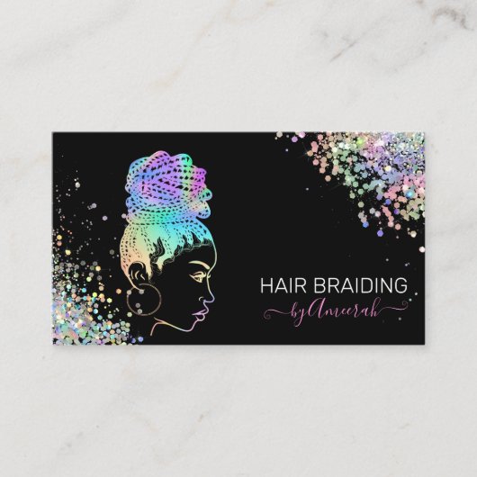 Stylist Braid Salon Holographic Visitenkarte (Vorderseite)