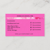 Stylist Braider Salon Braids Pink Aquarellon Visitenkarte (Rückseite)