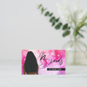 Stylist Braider Salon Braids Pink Aquarellon Visitenkarte (Stehend Vorderseite)