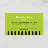 Stylist des Friseursalons mit grüner Ernennung Terminkarte (Rückseite)