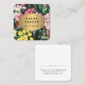 Stylist | Elegante Blume Quadratische Visitenkarte (Vorne/Hinten)