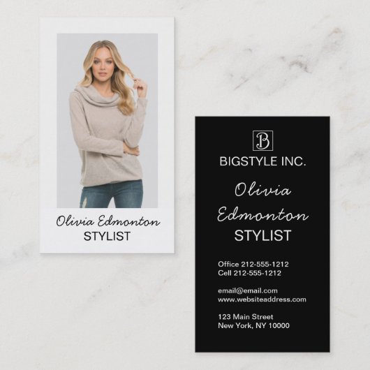 Stylist Fashion Foto Benutzerdefinierte Vorlage Sc Visitenkarte (Vorne/Hinten)