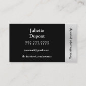 Stylist-Fensterscheibe für Mode-Designer Schwarz-w Visitenkarte (Rückseite)