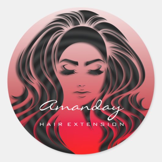 Stylist für Haarverlängerungen für Haarwuchs Makeu Runder Aufkleber (Vorderseite)