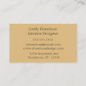 Stylist für Minimalistische Schwarz-Gold-Innenauss Visitenkarte (Rückseite)