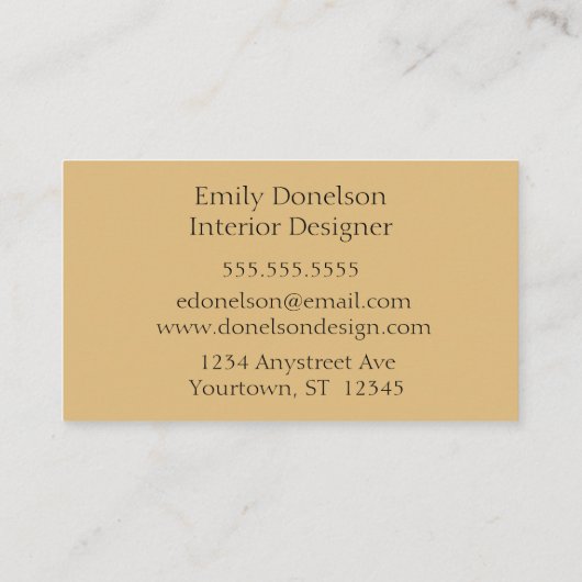 Stylist für Minimalistische Schwarz-Gold-Innenauss Visitenkarte (Rückseite)