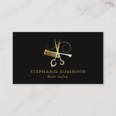 Stylist Gold Script Barber Shop Custom Visitenkarte (Vorderseite)