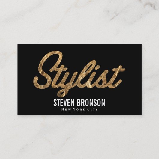 Stylist | Gold Script Visitenkarte (Vorderseite)