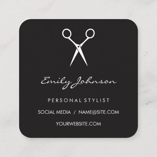 Stylist "Hair and Beauty" Quadratische Visitenkarte (Rückseite)