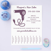 Stylist im Friseur Flyer, Abreißen von Streifen Flyer (Einzeln)