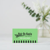Stylist im Friseur mit Ernennung von Light Green Terminkarte (Stehend Vorderseite)