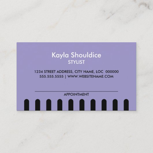 Stylist im Friseur-Salon mit Ernennung Lavendel Terminkarte (Rückseite)