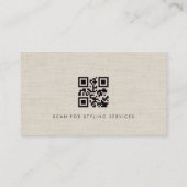 Stylist Luxury Neutral Linen QR Code Visitenkarte (Rückseite)