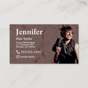 Stylist Marble Foto Business Card mit QR Code Visitenkarte