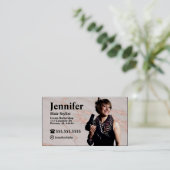 Stylist Marble Foto Business Card mit QR Code Visitenkarte (Stehend Vorderseite)