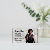 Stylist Marble Foto Business Card mit QR Code Visitenkarte (Stehend Vorderseite)