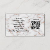 Stylist Marble Foto Business Card mit QR Code Visitenkarte (Rückseite)