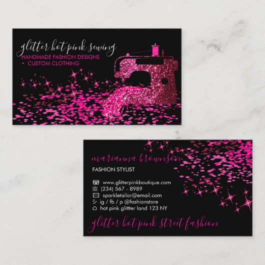 Stylist mit schwarzrosa Schneiderfashion Visitenkarte (Vorne/Hinten)