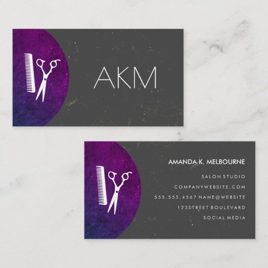 Stylist Monogramm mit texturierter Farbmethode Visitenkarte (Vorne/Hinten)