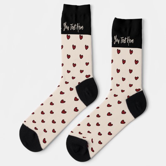 Stylist Niedlich Sweet Red Heart Muster Monogramm Socken (Linkes Detail)