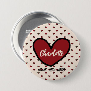 Stylist Niedlich Sweet Red Heart Pattern Monogramm Button